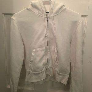 Brandy White Cropped Zip Up